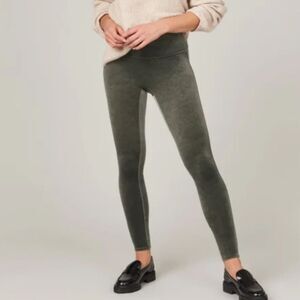 NWT SPANX Ready to Wow! Dark Palm Green Velvet Leggings Size 1X XL